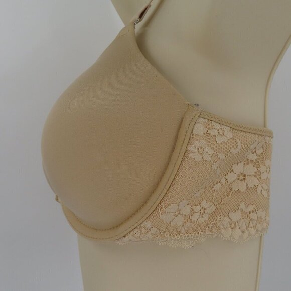 Maidenform 34B Beige Lace Front Closure Underwire Bra One Fab Fit Style 07112 - Picture 4 of 11